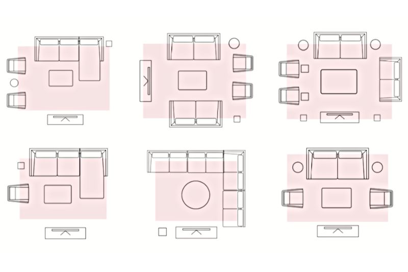 Расположение ковров в гостиной Расположение ковров в гостиной